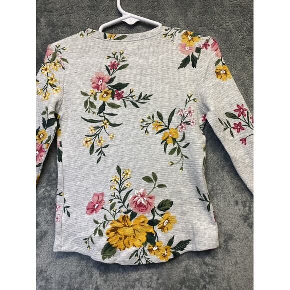 Gap Toddler Girls Gray Flowered Print Long Sleeve Henley Size 3T NWOT - Picture 5 of 7